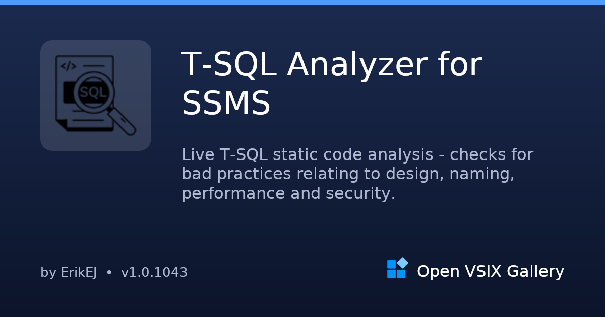 T-SQL Analyzer for SSMS