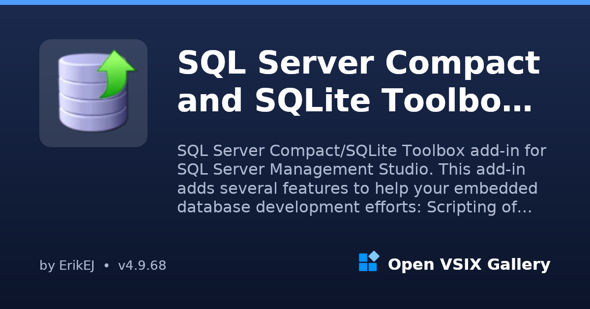 SQL Server Compact and SQLite Toolbox for SSMS